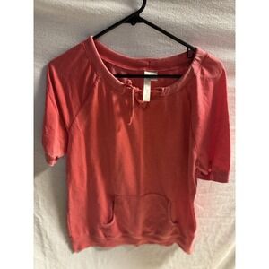Women's Green‎ Tea Short Sleeve Front Pocket Coral T-Shirt Size Medium